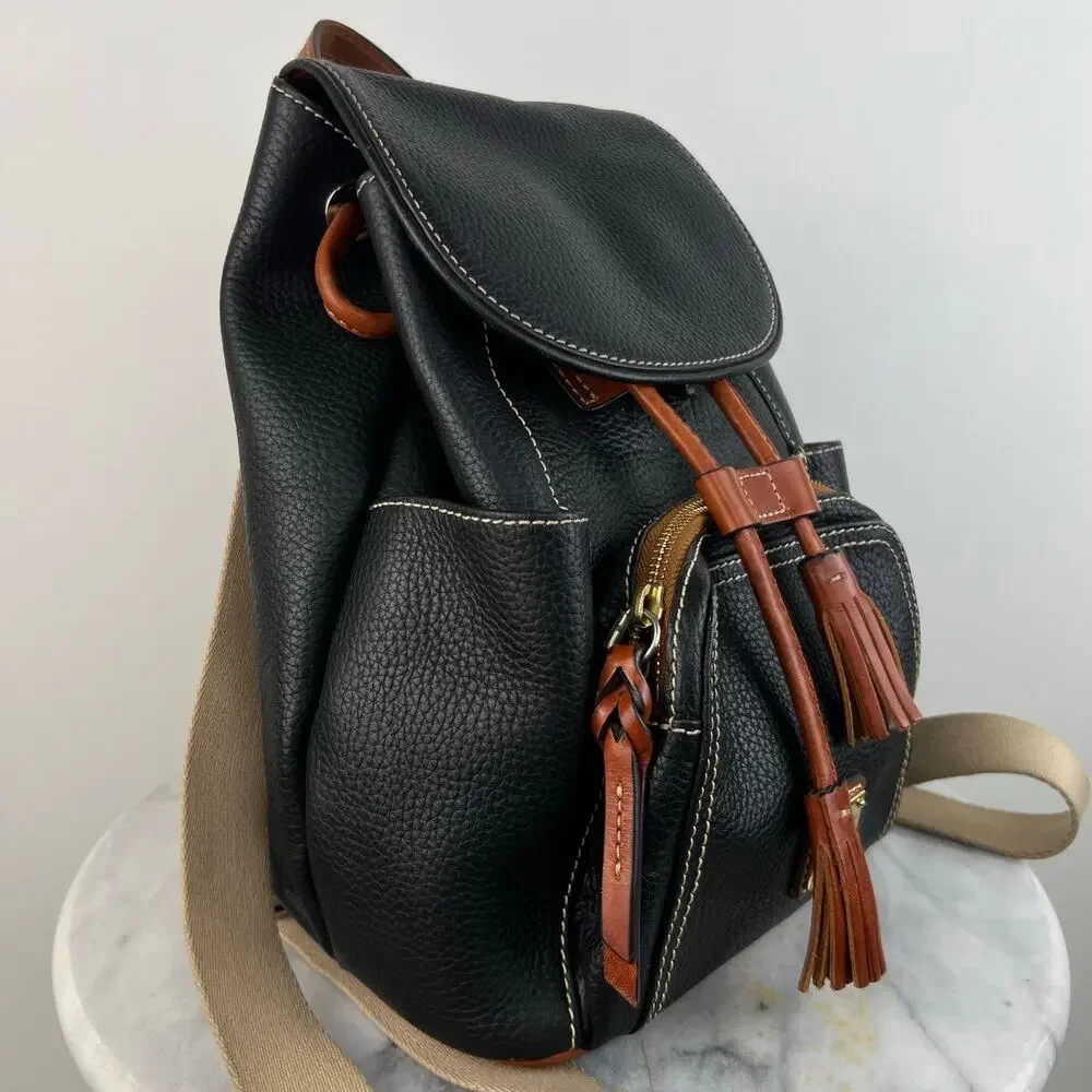 Dooney & Bourke Black Pebbled Leather Medium Murphy Backpack